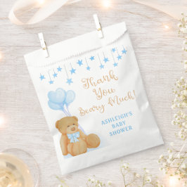 Bolsa De Papel Baby Shower Teddy Bear Blue Stars Gracias