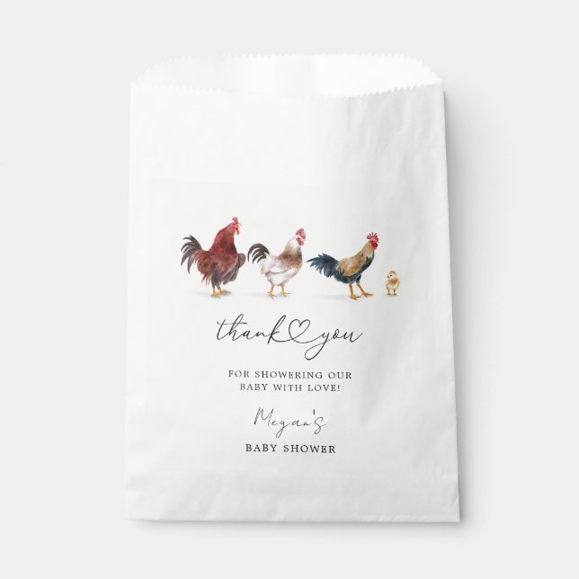 Bolsa De Papel Baby Shower, tema del pollo ruso (Anverso)