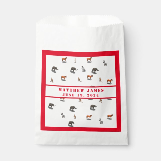 Bolsa De Papel Baby Shower Temática De Animales Variados (Anverso)