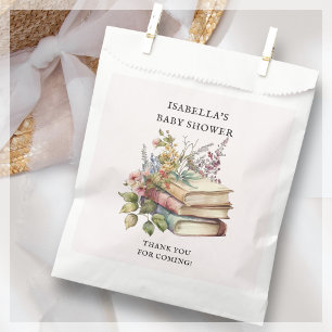 Bolsa De Papel Baby Shower temática de libro de flores silvestres
