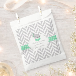 Bolsa De Papel Baby Shower verde, blanco y gris