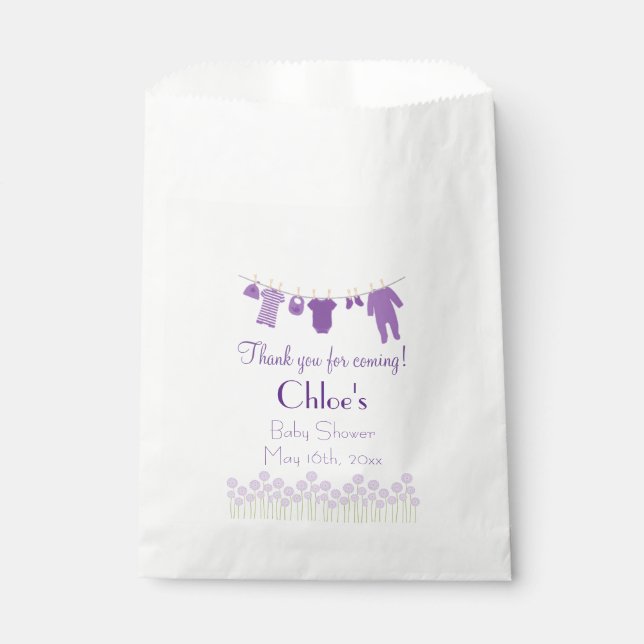 Bolsa De Papel Baby Shower Violet Little Clothes (Anverso)