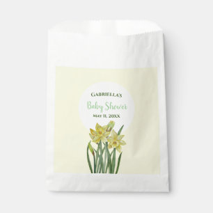 Bolsa De Papel Baby Shower Watercolor Daffodils fondo amarillo