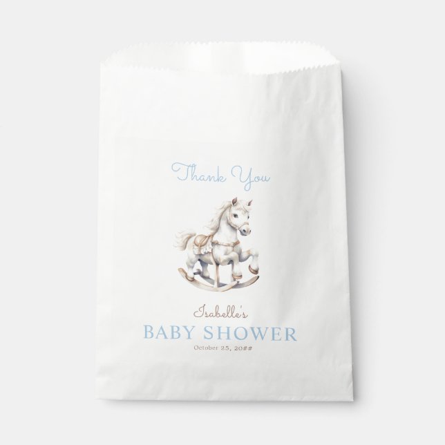 Bolsa De Papel Baby Shower Watercolor Rocking Horse (Anverso)