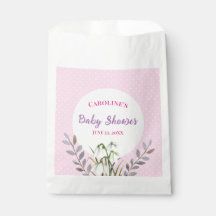 Baby Shower White Snowdrop Pink Polka Dots
