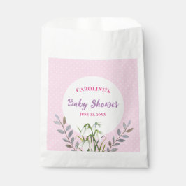Bolsa De Papel Baby Shower White Snowdrop Pink Polka Dots