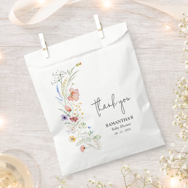 Bolsa De Papel Baby Shower Wildflowers (Cortado)