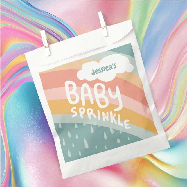 Bolsa De Papel BABY SPRINKLE Cute nubes PERSONALIZADO de lluvia a (BABY SPRINKLE Cute Clouds Rainbow Rain CUSTOM Favor Bag
)