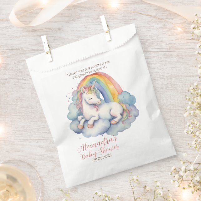 Bolsa De Papel Baby Unicorn Gracias Chicas Baby Shower (Cortado)