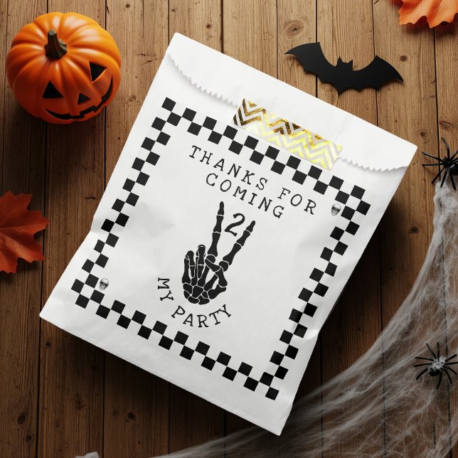 Bolsa De Papel Bad 2 the Bone Skeleton 2nd Birthday Party Thanks (Bad Two the Bone Skeleton Skull 2nd Birthday Party Favor Bag
)