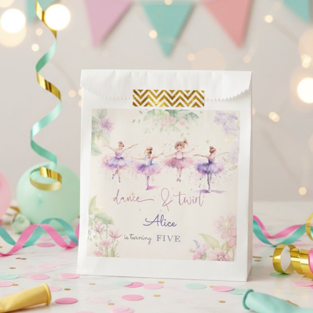 Bolsa De Papel Baile y bailarina giratoria acuarela cumpleaños (Subido por el creador)