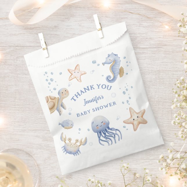 Bolsa De Papel ¡Bajo El Mar! Cute Blue Boy Baby Shower (Cortado)