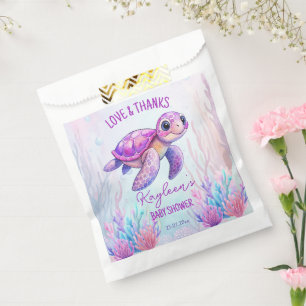 Bolsa De Papel Bajo el mar, una bella tortuga rosa personalizado 