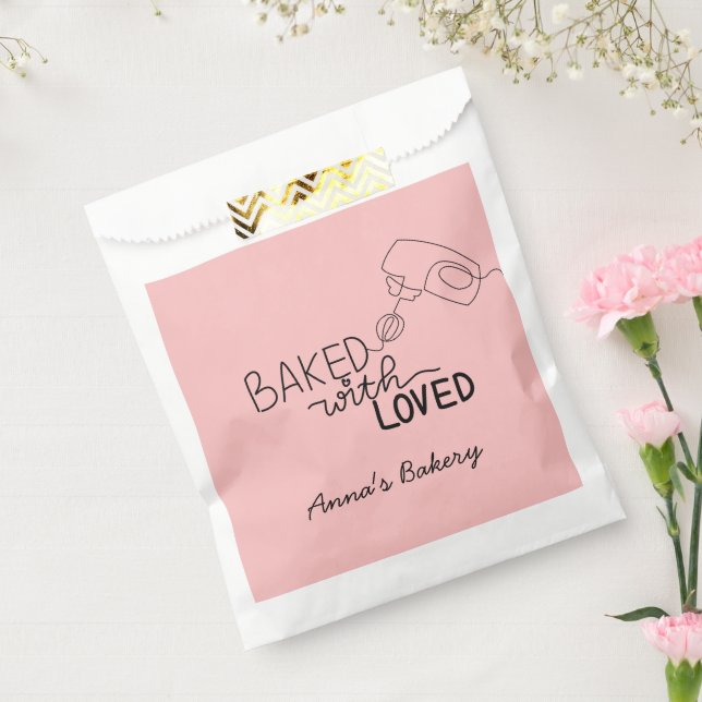 Bolsa De Papel Baked with love pink handwriting (Sellado)