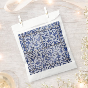 Bolsa De Papel Baldosas portuguesas - Azulejo Floral azul y blanc