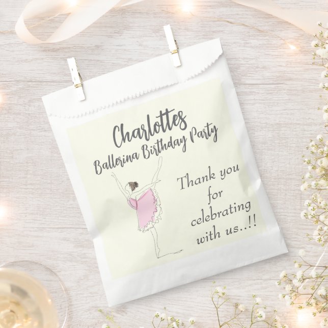 Bolsa De Papel Ballerina Birthday Party (Cortado)