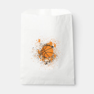 Bolsa De Papel Baloncesto Grunge Salpicadura Naranja Negro Fiesta