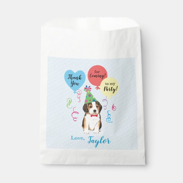 Bolsa De Papel Balones de la fiesta de cumpleaños Beagle (Anverso)