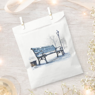 Bolsa De Papel Banco de invierno de acuarela azul personalizable
