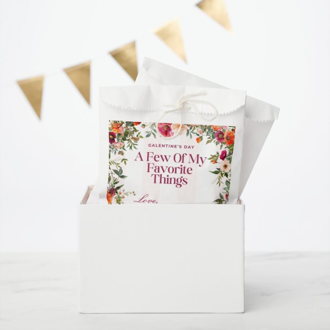 Bolsa De Papel Banda rosa y fiesta floral Galentine (Fiesta)