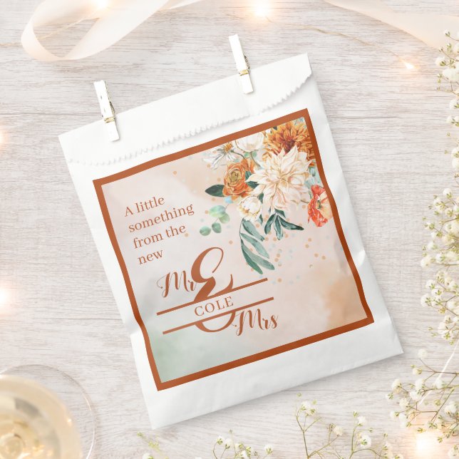 Bolsa De Papel Bandas favoritas de boda floral de Terracotta (Cortado)