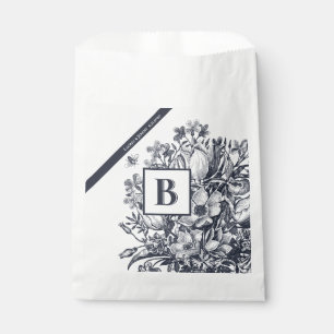 Bolsa De Papel Bandas ornadas de la Marina Floral Vintage y del F