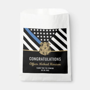 Bolsa De Papel Bandera Azul de la Policía Felicita Graduación