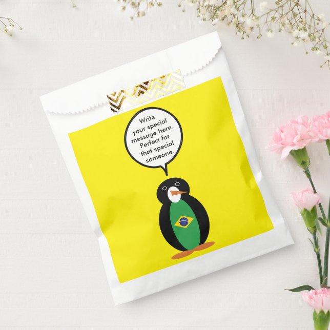 Bolsa De Papel Bandera brasileña habla de la señorita Penguin per (Sellado)