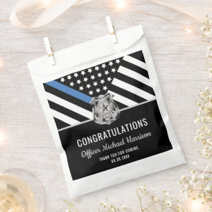 Bolsa De Papel Bandera de la Línea Azul de la Policía Felicitacio