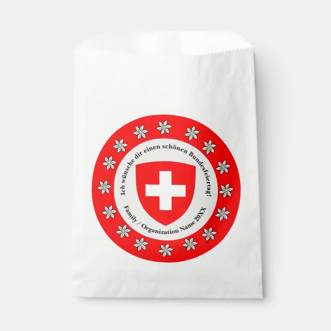 Bolsa De Papel Bandera de Suiza Edelweiss, Día Nacional Suizo (Anverso)