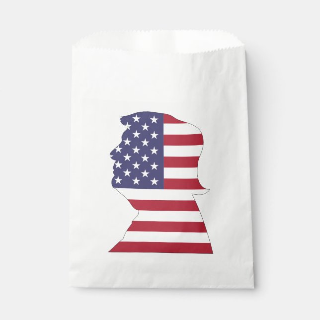 BOLSA DE PAPEL BANDERA ESTADOUNIDENSE DEL PRESIDENTE DONALD TRUMP (Anverso)