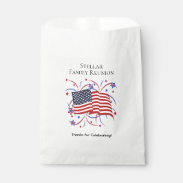 Bolsa De Papel Bandera estadounidense y fuegos artificiales Graci