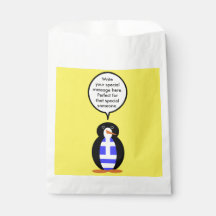 Bandera griega habla de la señora Penguin personal