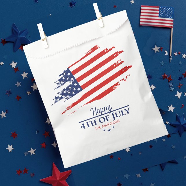 Bolsa De Papel Bandera norteamericana ondulada feliz 4 de julio I (Subido por el creador)