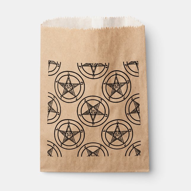 Bolsa De Papel baphomet blanco pentagram halloween (Anverso)