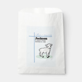 Bolsa De Papel Baptism Blue Boy Lamb, Personalizable
