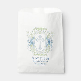 Bolsa De Papel Baptismo Cruzado Escudo Verde Niño