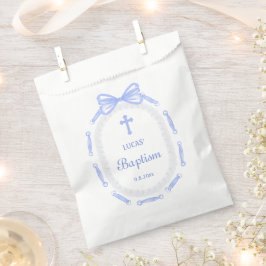 Bolsa De Papel Baptismo de marco de cinta azul de doblado