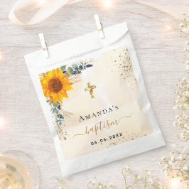 Bolsa De Papel Baptismo girasoles eucalipto purpurina de vegetaci