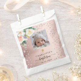 Bolsa De Papel Baptismo personalizado foto rosa florines chicas d