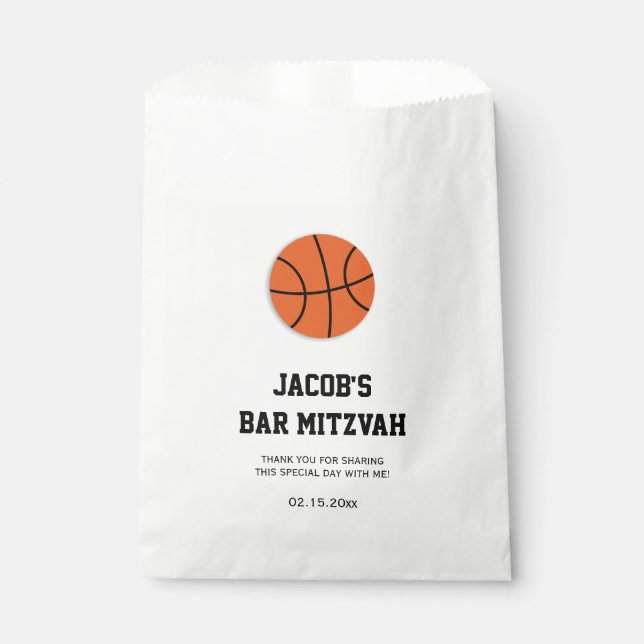 Bolsa De Papel Bar de baloncesto Mitzvah personalizado (Anverso)