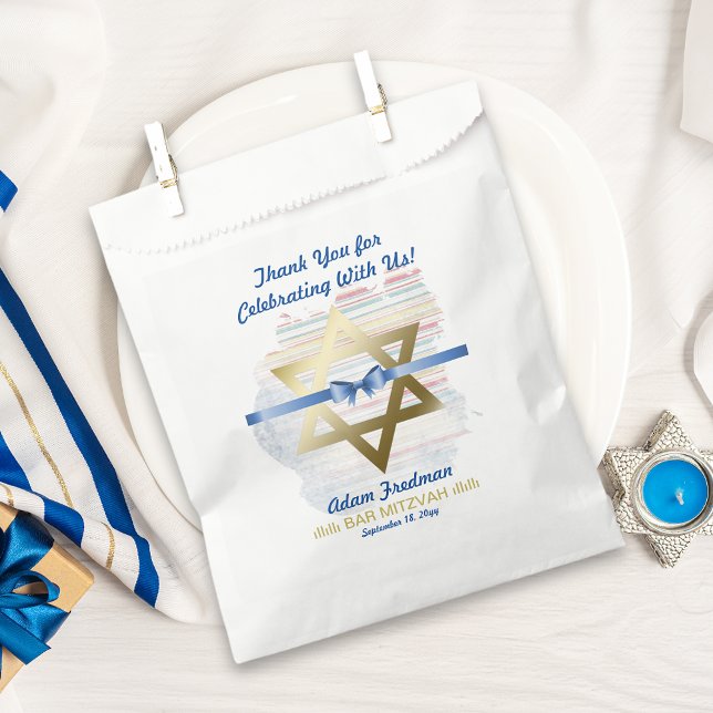 Bolsa De Papel Bar Mitzvah Star Of David Ribbon (Subido por el creador)