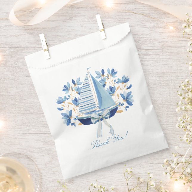 Bolsa De Papel Barcos y Proas Azules  (Cortado)