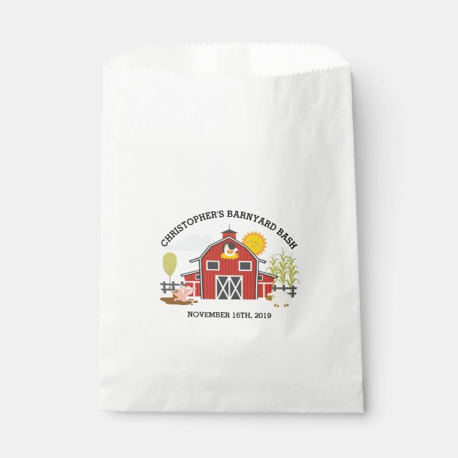 Bolsa De Papel Barnyard Farm Kids Birthday Party Favor Bag (Anverso)