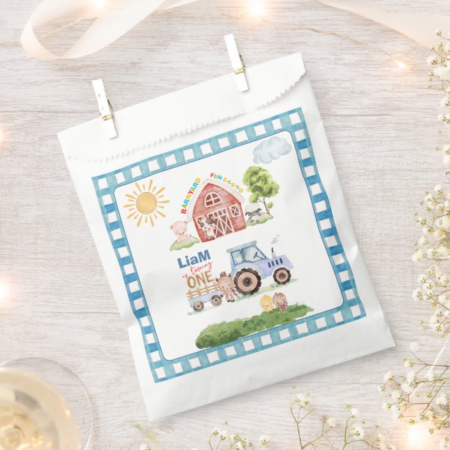 Bolsa De Papel Barnyard Fun 1st Birthday (Cortado)