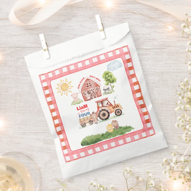 Bolsa De Papel Barnyard Fun Any Age Birthday (Cortado)