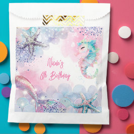 Bolsa De Papel Bash de cumpleaños de sirena mágica submarina