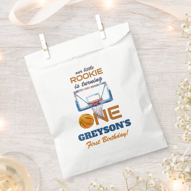 Bolsa De Papel Basketball Rookie Of The Year First Birthday (Cortado)