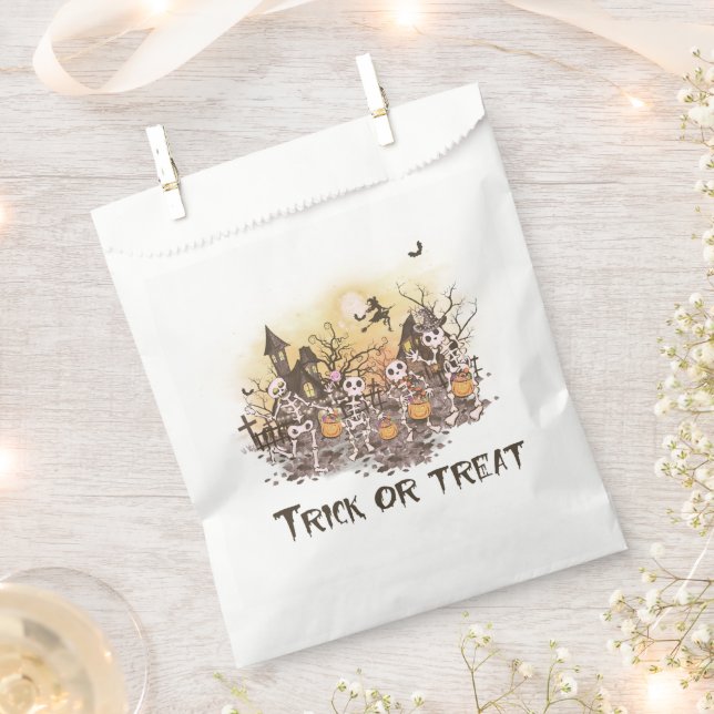 Bolsa De Papel Bastante de esqueletos para tratar Halloween (Cortado)