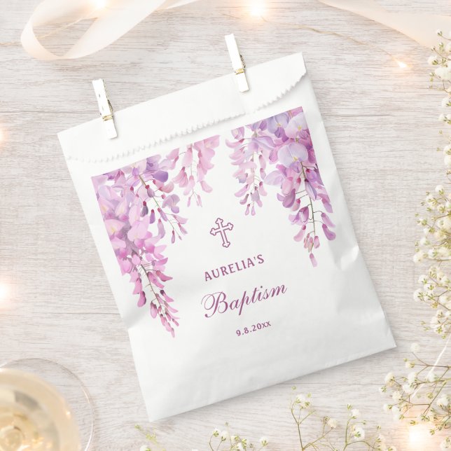 Bolsa De Papel Bautismo de glicina rosa (Cortado)